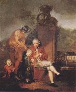 Januarius Zick Gottfried Peter de Requile with his two sons and Mercury oil painting
